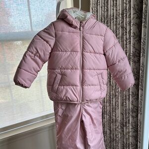 Pink Puffer Jacket and Pants Set